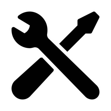 Bakım veya Servisi, beyaz arka plan üzerinde basit siyah çizgi çizim