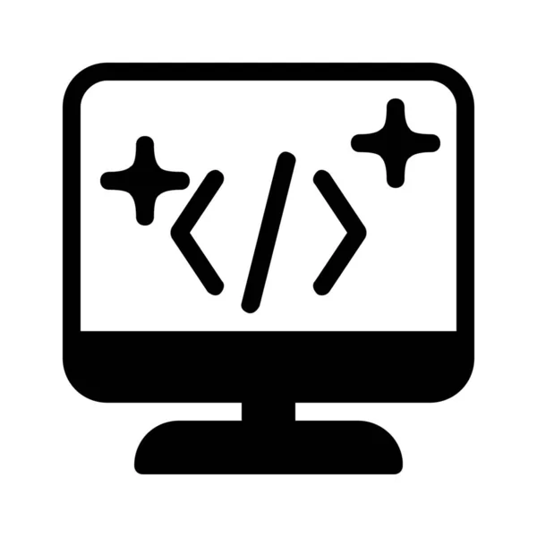 Icono Del Programa Desarrollo Script Aislado Blanco — Archivo Imágenes Vectoriales