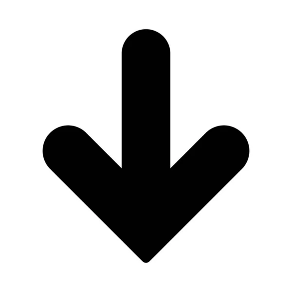 Nedåt Pil Symbol Vit Bakgrund — Stock vektor