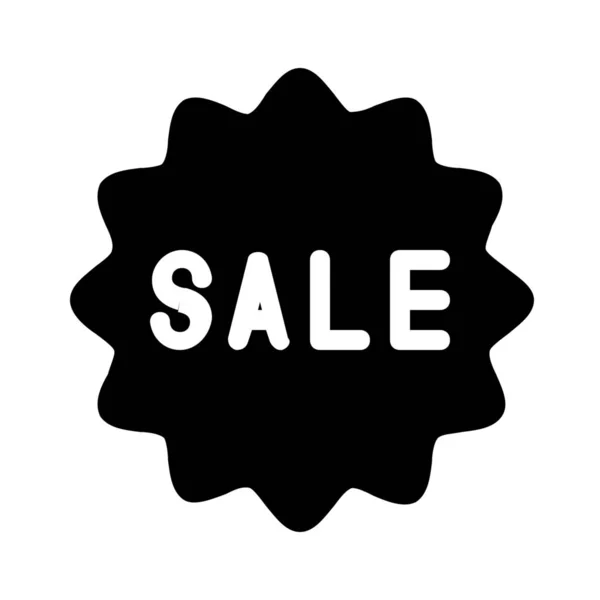 Sale Sticker Sign Simple Black Line Illustration White Background — Stock Vector