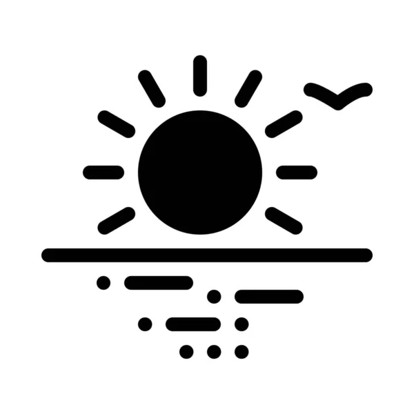 Απλή Διανυσματικά Εικονογράφηση Του Ηλιοβασιλέματος Στην Παραλία — Διανυσματικό Αρχείο