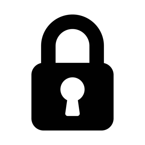 安全挂锁安全 简单的黑线插图在白色背景 — 图库矢量图片