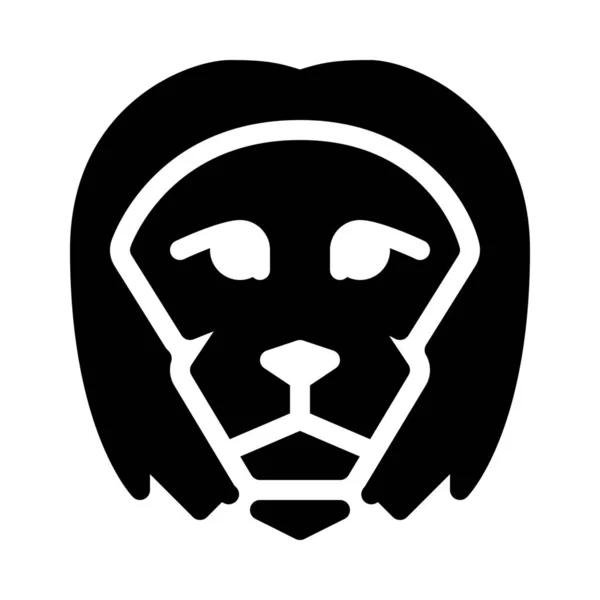 Άγριων Ζώων Λιοντάρι Εικονογράφηση Απλή Μαύρη Γραμμή Λευκό Φόντο — Διανυσματικό Αρχείο