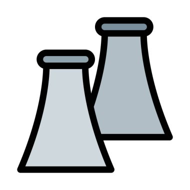 Nükleer tesisi baca beyaz arka plan üzerinde izole