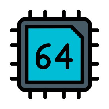 Altmış dört Bit bilgisayar basit vektör çizim