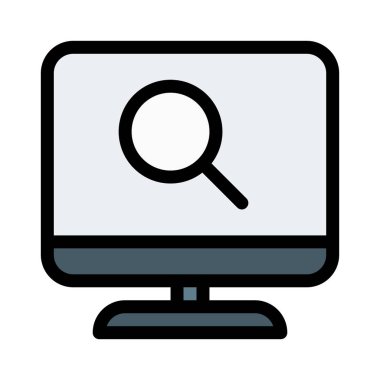 Aramak ya da bulmak bilgisayar, basit soyut vektör çizim 