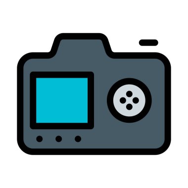 Beyaz arka plan üzerinde kamera fonksiyonu ve görüntü vektör çizim