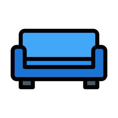 Oda mobilya kanepe vektör çizim beyaz arka plan üzerinde