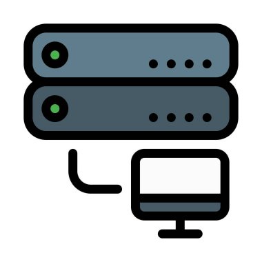 Bilgisayar sunucuları bağlı beyaz arka plan üzerinde illüstrasyon vektör