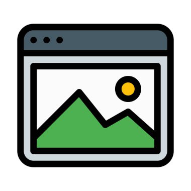 Galeri ve fotoğraf App vektör çizim beyaz arka plan üzerinde