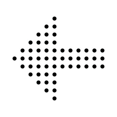 Beyaz arka plan üzerinde izole noktalı sol ok