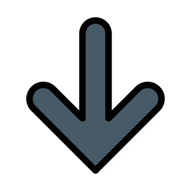 Aşağı ok sembolü beyaz arka plan üzerinde izole