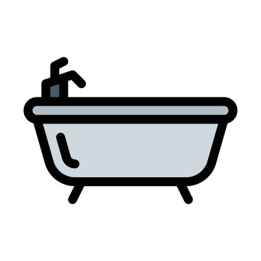 Otel banyo küvet vektör çizim 