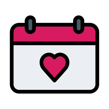 Sevgililer günü takvim vektör çizim beyaz arka plan üzerinde