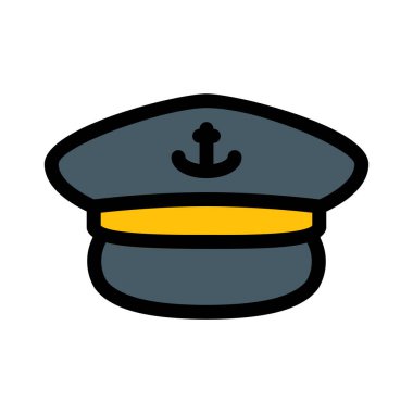 Kaptan üniforma şapka vektör çizim beyaz arka plan üzerinde