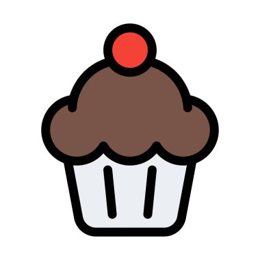 Beyaz zemin üzerine çikolata kiraz kek vektör çizim