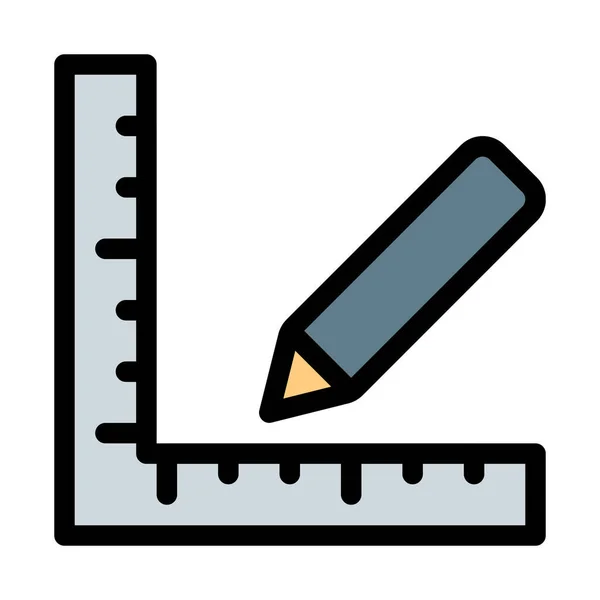 Règle Carrée Crayon Isolés Sur Fond Blanc — Image vectorielle