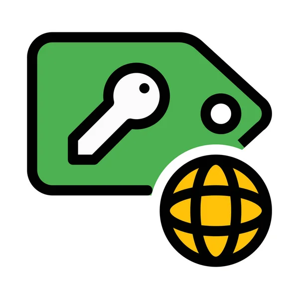 Global Key Tag Eenvoudige Pictogram — Stockvector