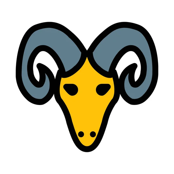 Ilustración Vectorial Aries Ram Head Sobre Fondo Blanco — Vector de stock