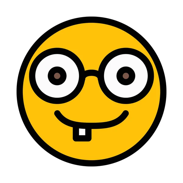 Nerd Geek Smiley Aislado Sobre Fondo Blanco — Vector de stock