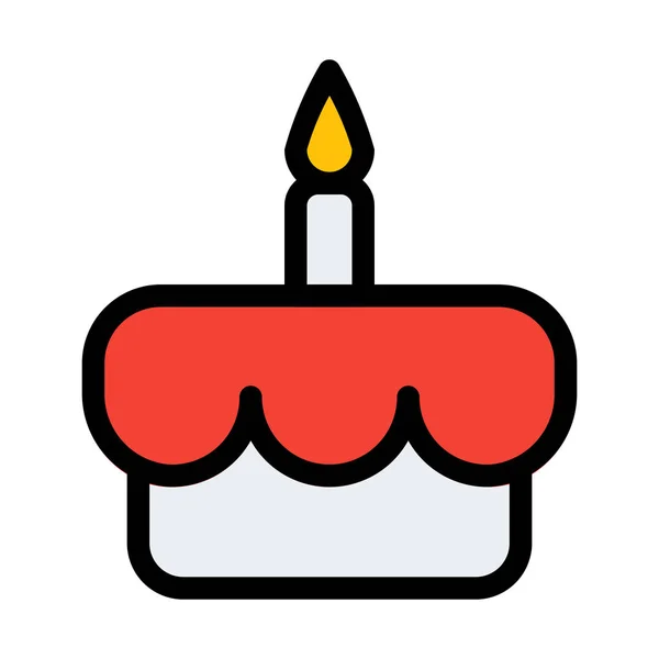 Torta Compleanno Con Candela — Vettoriale Stock