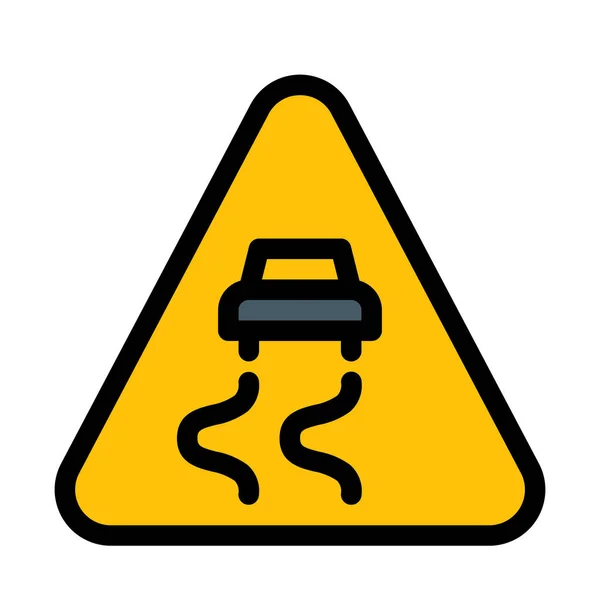 Slippery Road Warning Semplice Illustrazione Vettoriale Astratta — Vettoriale Stock