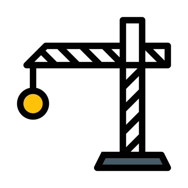 Věžový Jeřáb Stavební Izolovaných Bílém Pozadí — Stockový vektor