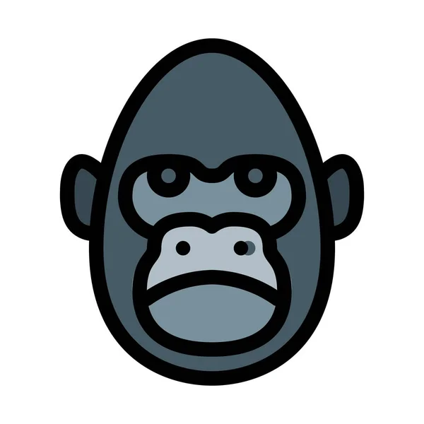 Cabeza Gorila Del Zoológico Icono Simple — Vector de stock