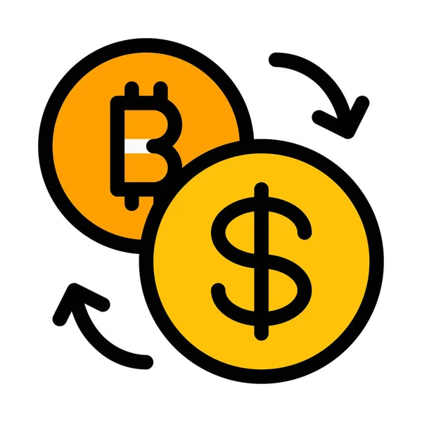 Convertire Bitcoin Valuta Semplice Illustrazione Vettoriale — Vettoriale Stock