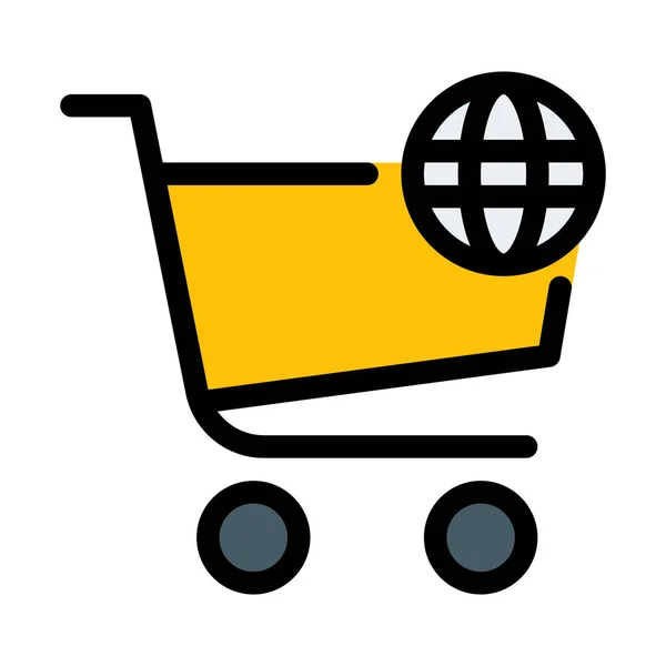 オンライン グローバル ショッピング ベクトル図 — ストックベクタ