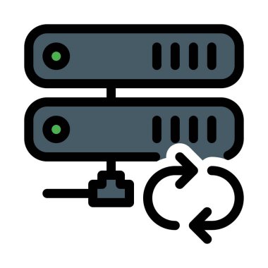 Sunucu veritabanı Syncronize, basit soyut vektör çizim 