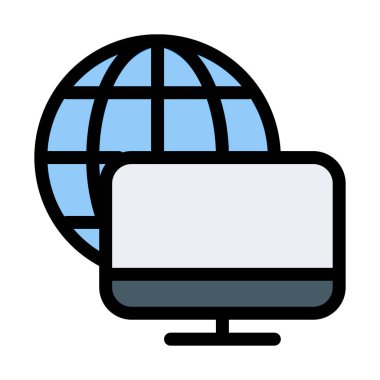 Bilgisayar Internet ağı vektör çizim beyaz arka plan üzerinde