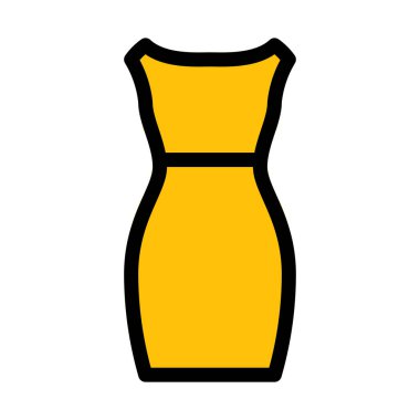 Beyaz zemin üzerine kolsuz kadın elbise vektör çizim