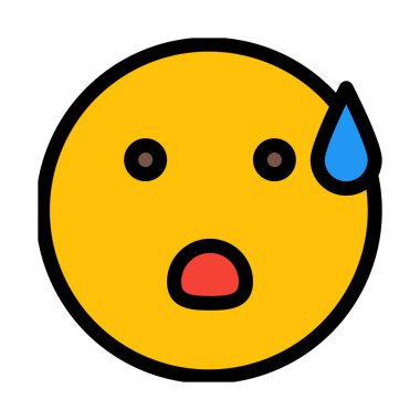 Terleme veya yorgun beyaz arka plan üzerinde izole Smiley