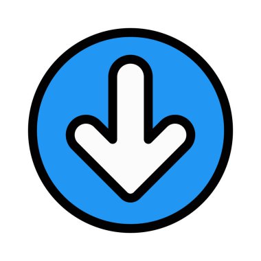 Aşağıya doğru yönde düğme üzerinde izole beyaz arka plan