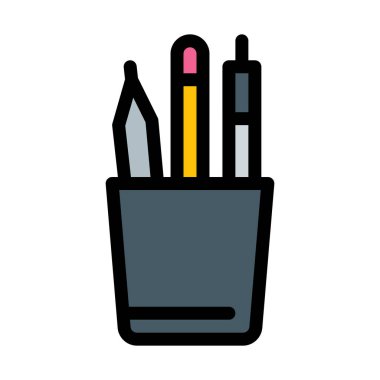 Kalem ve kurşun kalem tutucu vektör çizim