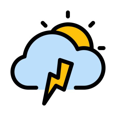 Bulutlu Thunderstrom gün, vektör çizim