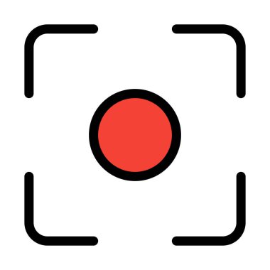 Beyaz arka plan üzerinde kamera merkezi odak vektör çizim