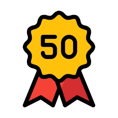 Elli yıl rozet vektör çizim beyaz arka plan üzerinde