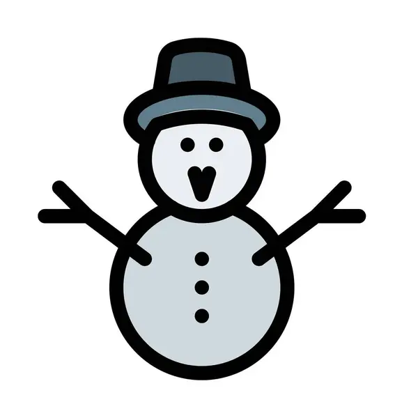 Snowman Scuplture Hat Simple Abstract Vector Illustration — Stock Vector