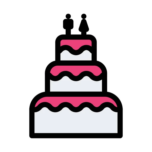 カップル ケーキを結婚式 ベクトル イラスト — ストックベクタ