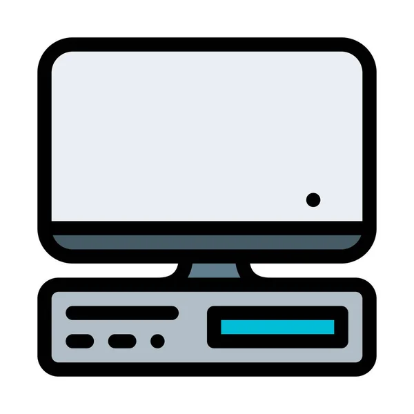 Configurazione Computer Desktop Semplice Icona Vettoriale — Vettoriale Stock