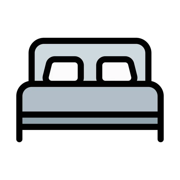 Muebles Cama Doble Vector Ilustración Sobre Fondo Blanco — Vector de stock