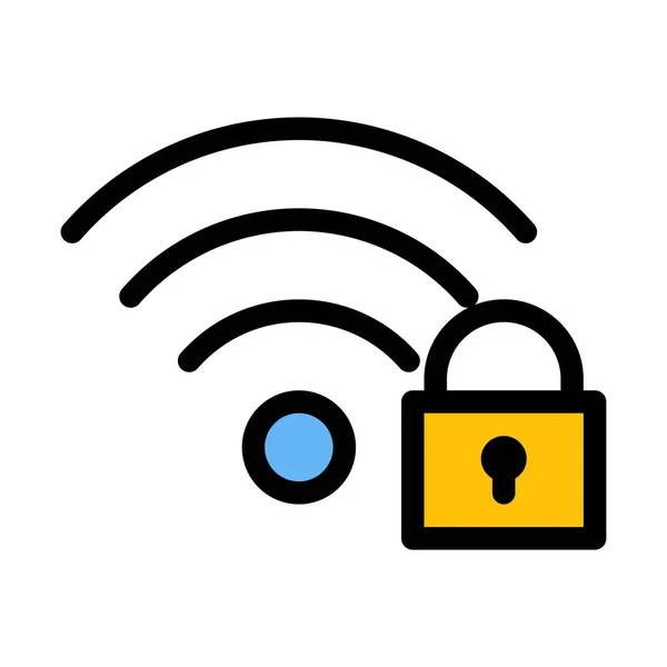 Κλείδωμα Secure Wifi Που Απομονώνονται Λευκό Φόντο — Διανυσματικό Αρχείο