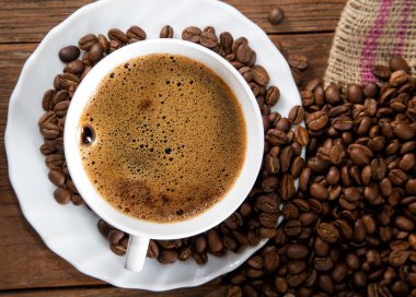 fincan kahve ve tahıl rustik bir tablo