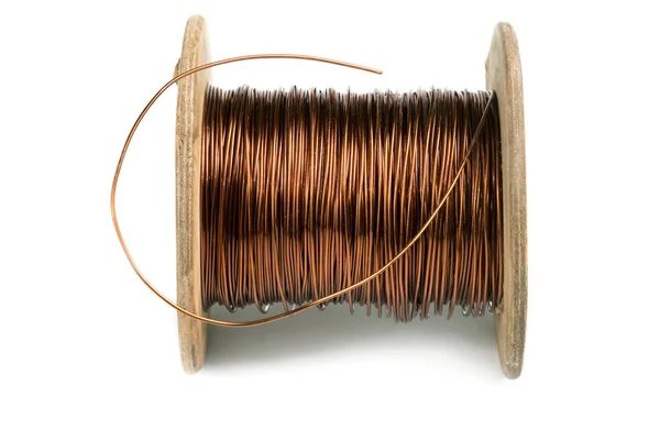 Old Copper Wire Coil Isolated White Background — Stock Photo, Image