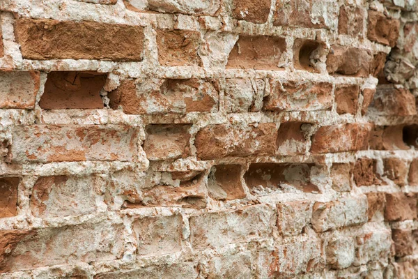 Texture Old Brick Wall Potholes Plaster — Stock Photo, Image