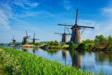 Windmills at Kinderdijk in Holland. Netherlands clipart
