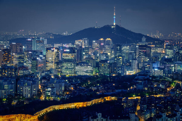 Seoul skyline in the night, South Korea.
