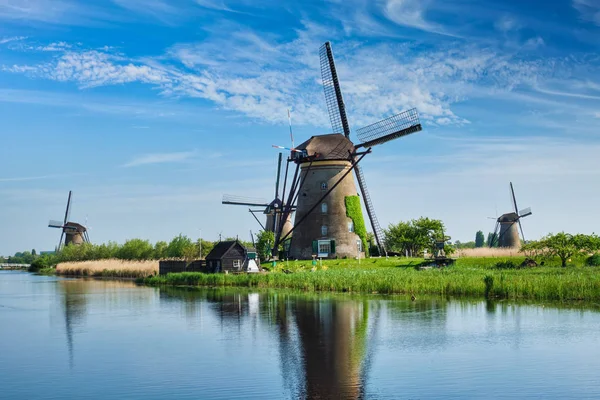 Nederland Landelijk Lanscape Met Windmolens Beroemde Toeristische Site Kinderdijk Holland — Stockfoto